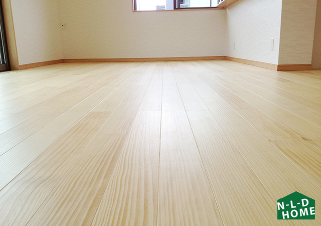 早良区K様邸完成写真　ウッドワン無垢材床板ジュピーノ