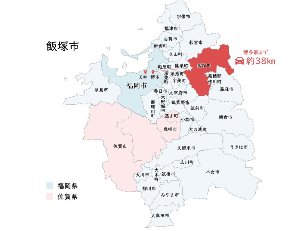 福岡県飯塚市の地図
