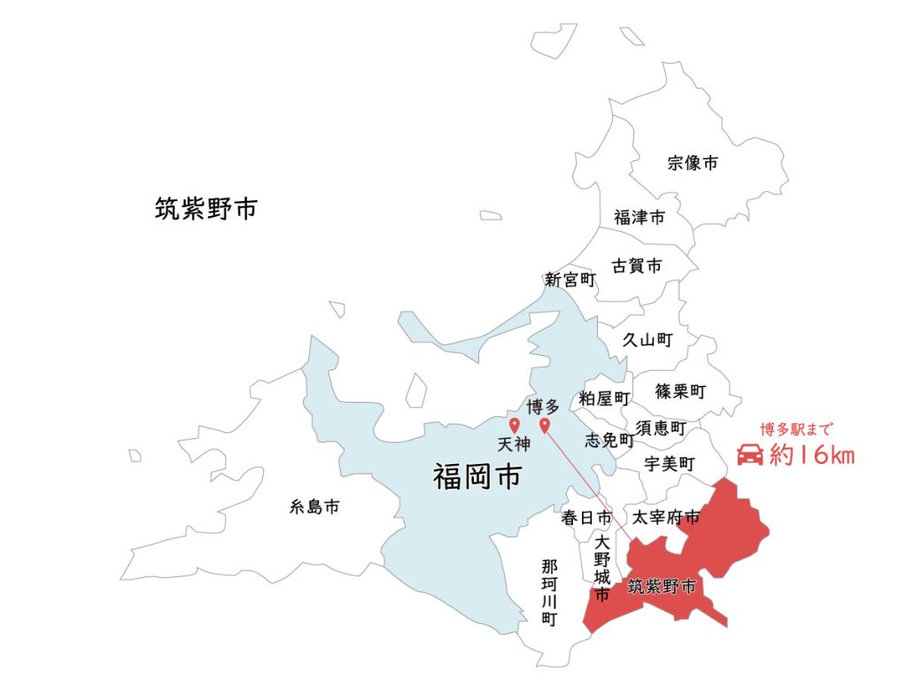 福岡県筑紫野市の地図