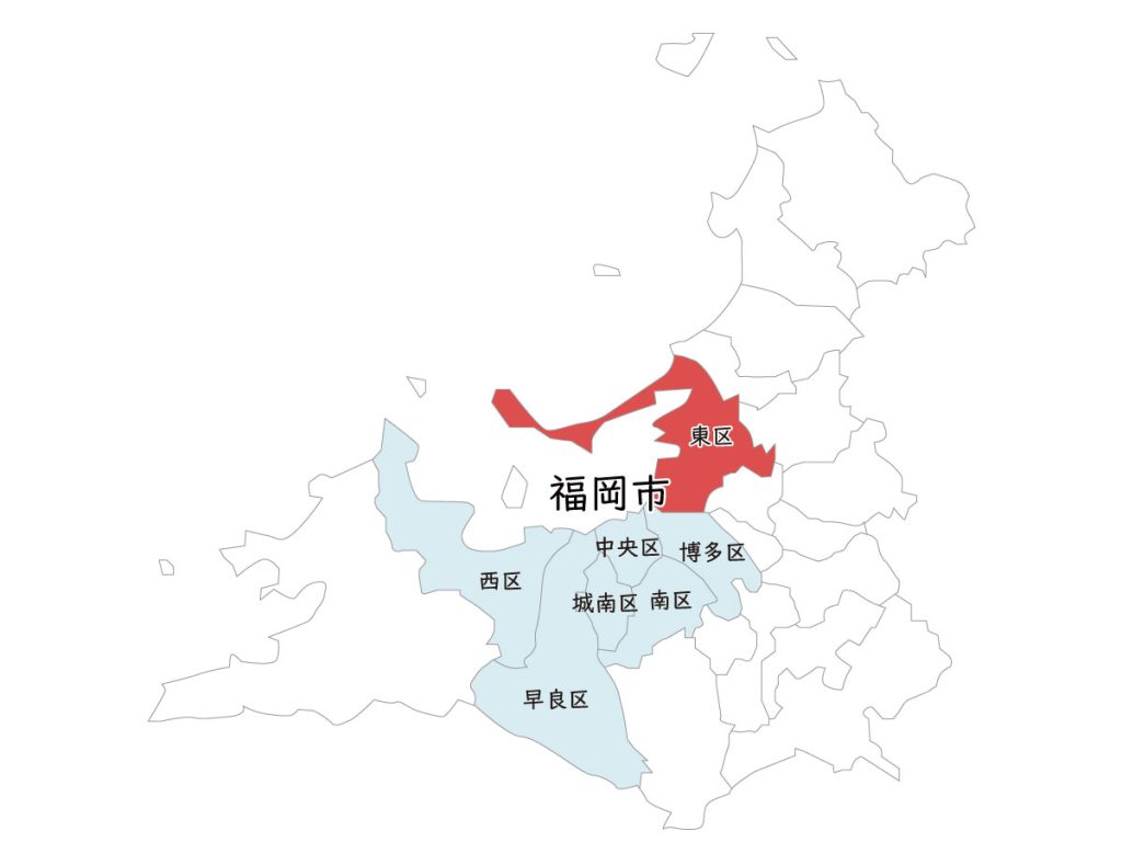 福岡市東区の地図